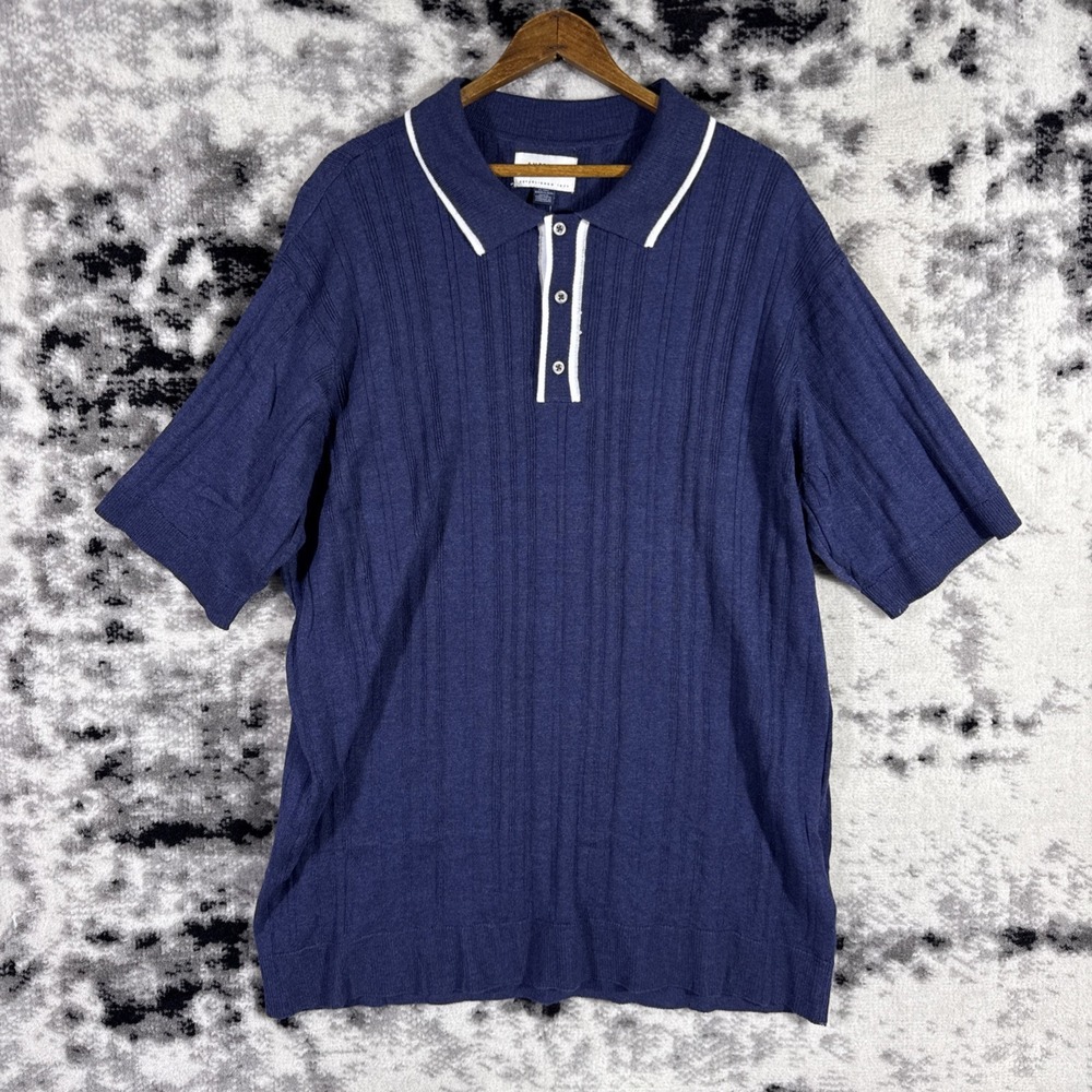 New American Eagle Shirt‎ Mens Size Extra Large TALL Navy Knit Preppy Old Money